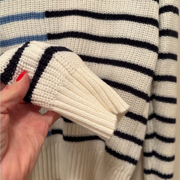 Time and Tru Women's Cowl Neck Sweater - Black, White, and Blue Stripes - Picture 6 of 6